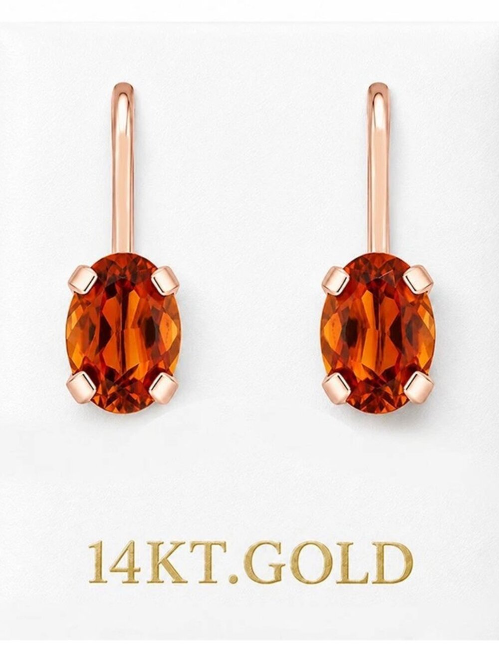Genuine 2.12 Cts Paparadscha Sapphire Earrings 14k Rose Gold